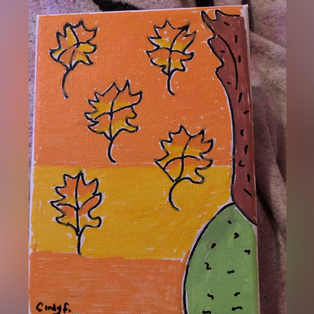 Fall picture with Leafs leafs draw by hand 5X7